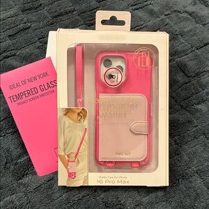 Wallet Case for iPhone 16 Pro Max - Pink and Beige